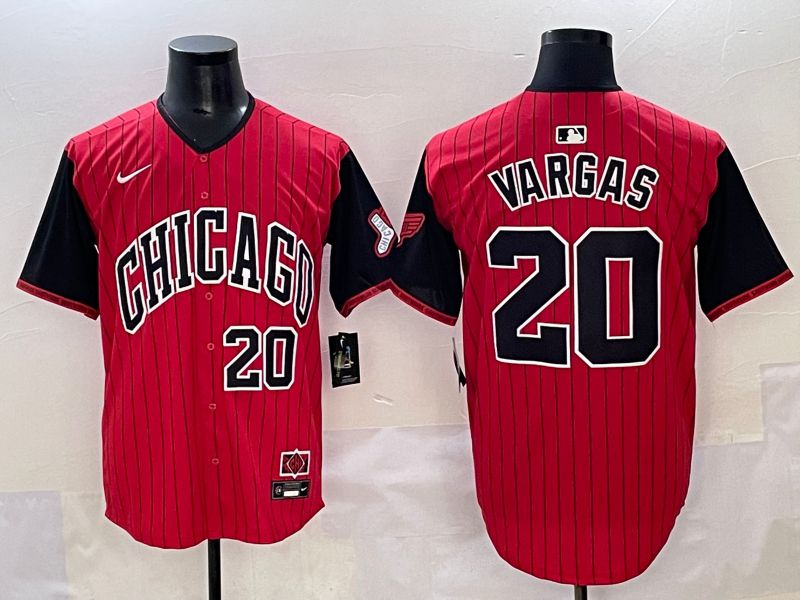 Men 2025 Chicago White Sox #20 Vargas Red Stripe Joint Name Nike MLB Jersey style 10